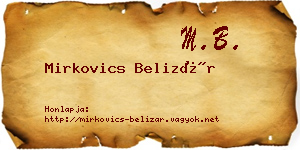 Mirkovics Belizár névjegykártya
